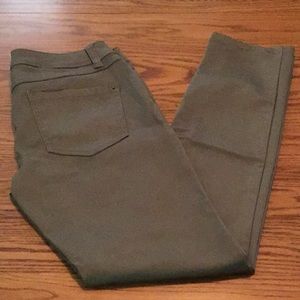 INC Army Green Coated Skinny Pants